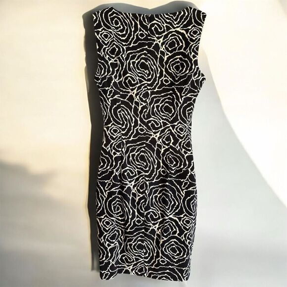 AGB Women's Brown Cream Abstract Rose Floral Sleeveless Sheath Dress Knee Length - Picture 3 of 8